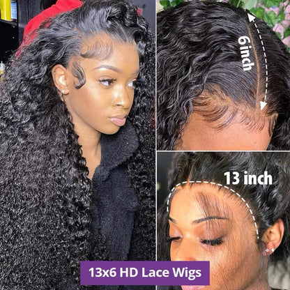 Water wave black wig 30”