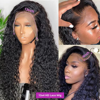 Water wave black wig 30”