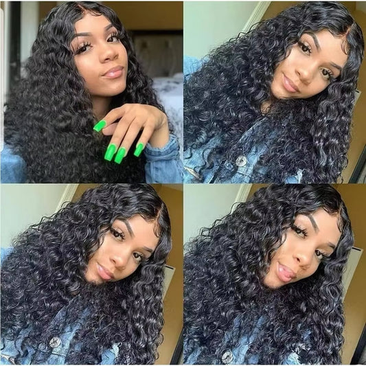 T Part Water wave black Wig 24”