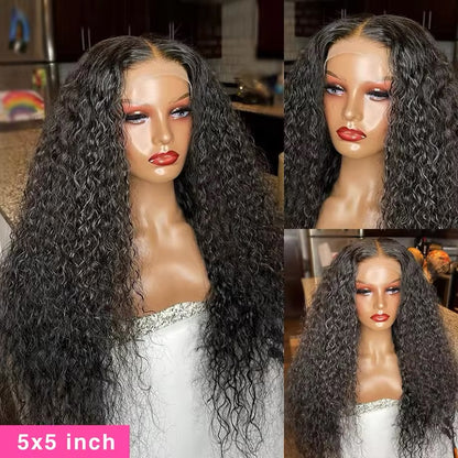 Water wave black wig 30”